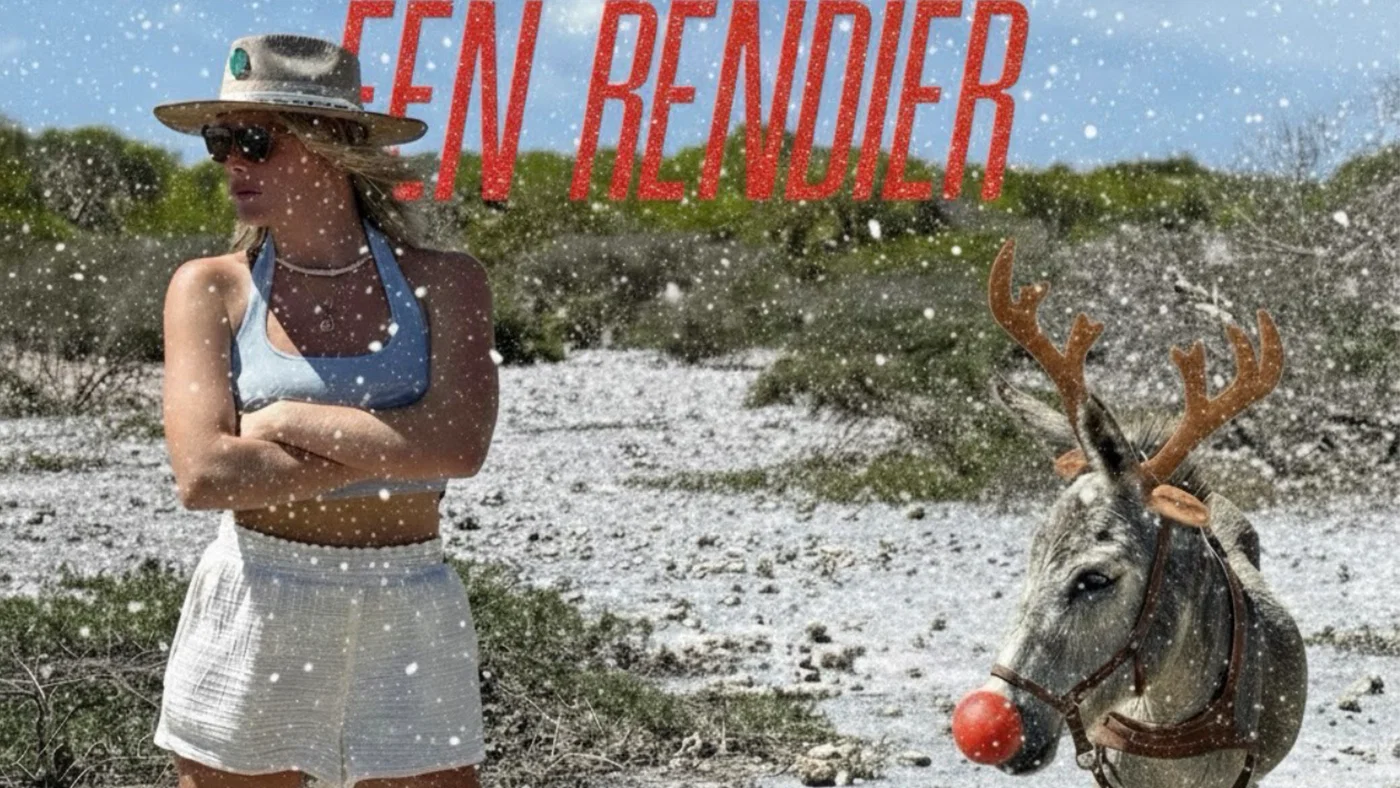 Oma Is Bereden Door Een Rendier background